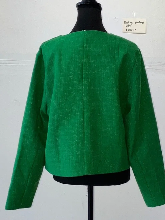 French inspired green, collarless, tweed jacket - Picture 4 of 10